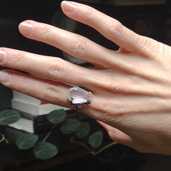 Bloodmilk Ghost Rose Quartz Medium Easeful Death Coffin Ring - Picture 7 of 7